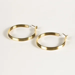 SarahBijoux Large Triplet Gold Vermeil Hoops